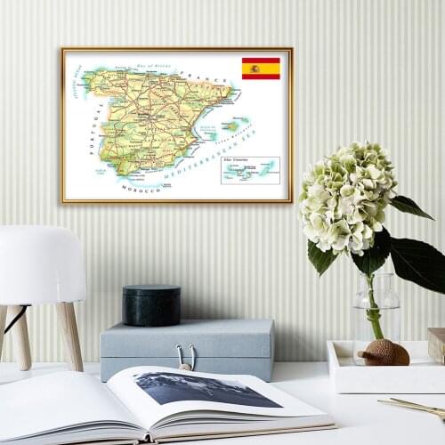 59*42cm The Spain Map (In Spainish) Wall Poster Canvas Painting Living Room Home Decoration School Supplies Travel Gift