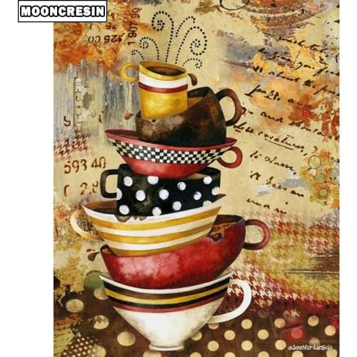 5D Diy Diamond Painting Cartoon Coffee Cup Full Square Diamond Embroidery Cross Stitch Home Decoration Gift Crystal Mosaic Craft