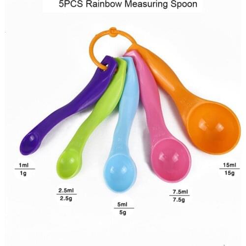 5PCS Random Color Plastic Measuring Spoons Professional Scale Measuring Cup Baking Spoon Kitchen Measuring Spoons Set