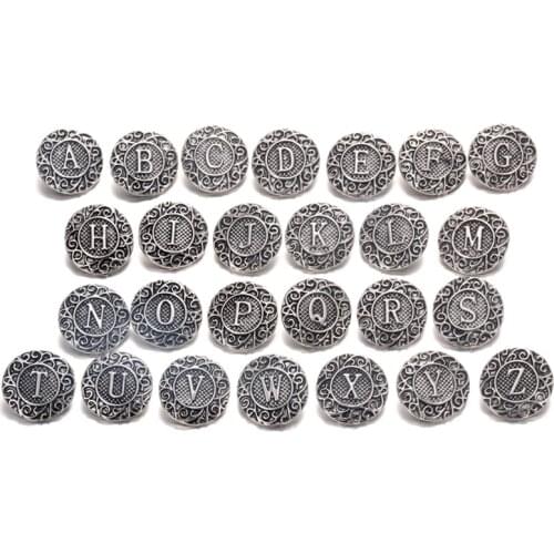 6pcs/lot New Alphabet Snap Button Jewelry Initial A-S Greek Letters 18mm Metal Snap Buttons Fit Snap Bracelet Bangle Necklace