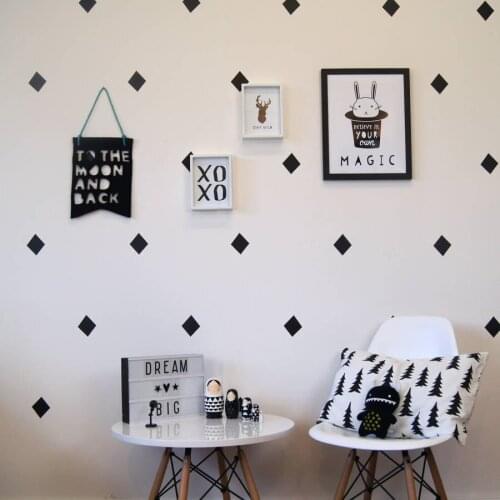 68 pcs/set Diamond Wall Stickers For Living Room Removable Home Decor Modern Wall Decor Mural Black Wall Decals Bedroom ZA754