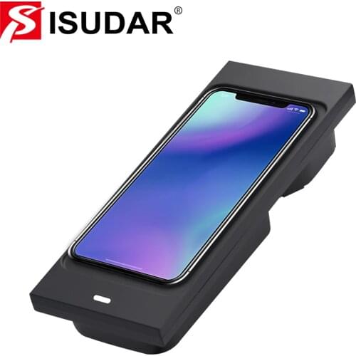 ISUDAR Car Qi Car Wireless Charger Auto Fast Wireless Charging For Volvo XC60/XC90/S90/V90 for iphone 8 X For Samsung For Huawei