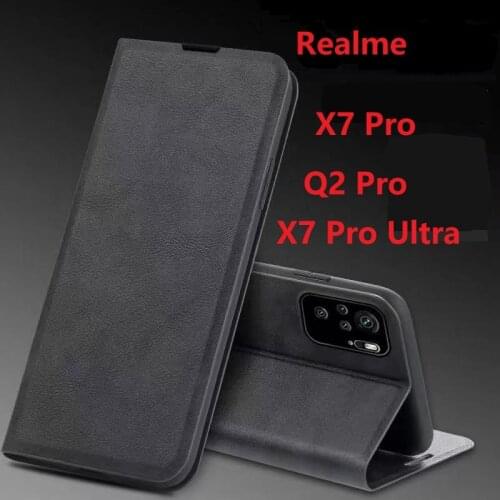 Wallet PU Leather For Realme X7 Pro Ultra Extreme Case Magnetic Book Stand Flip Card Protective Realme Q2 Pro Cover
