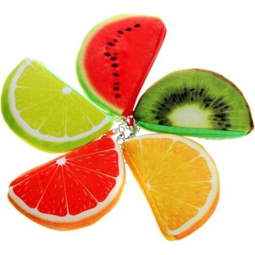 Fruit Pocket Plush Coin Bag Purse Wrist Coin Wallet Pouch