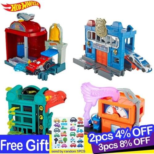 Hot Wheels Original City Theme Hot Trolley Urban Series Car Track Toys for Children Oyuncak Araba Car Model Accessories Playset