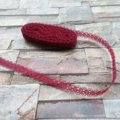 Beautiful Hot 10 yards 15mm Width Wine Red Lace Ribbon Lace embroidery DIY Decoration For Clothes Sewing Accessories