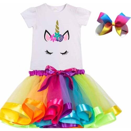 Summer Unicorn Baby Girls Tutu Dress 2-11Y Children Unicorn Party Little Girl Kids Clothes Princess Rainbow Outfits Dress