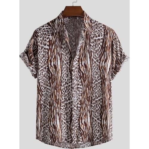 Latest mens Hawaiian Shirt casual button shirt wild Shirt Short Sleeve printed Top Shirt