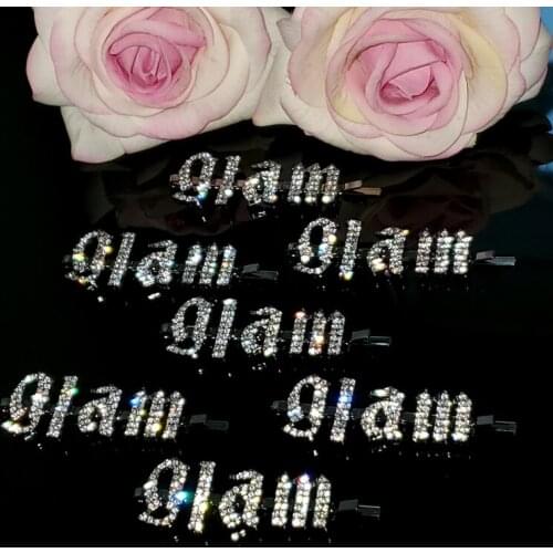 2020 New Hot Fashion Gothic Letters Hairpin "Glam" Gothic Word Hair Clip Rhinestone Hair Accessories Gift WHOLESALE