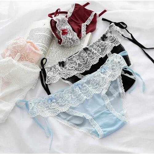 New Japanese Girls' Panties Sexy Lace Panties Fashion Lace Up Comfort Briefs Low Waist Seamless Underpants Female Lingerie