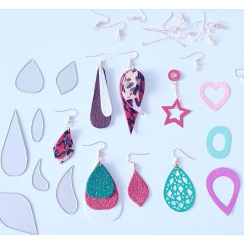 19Pcs Earring Cutting Dies Earrings Cut Template Die-Cut Leather Teardrop Leaf Die Cutting Molds for Making Earrings DIY