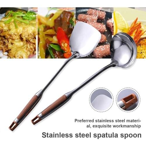 Durable Portable Stainless Steel Non-stick Turner/Ladle Food Wok Spatula Spoon Kitchen Tools Cooking Utensil Cookware