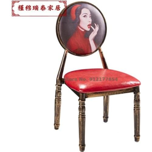 White stool manicure chair makeup chair American retro European style dining chair Monroe Hepburn European style casual backrest