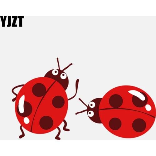 YJZT 14.8CM*8.5CM Two Cute Seven-spot Ladybugs Decal PVC Motorcycle Car Sticker 11-00838