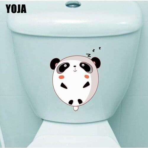 YOJA 17.3X21.7CM Interesting Panda Home Wall Decor Cartoon Animal Toilet Sticker Decal T3-1153