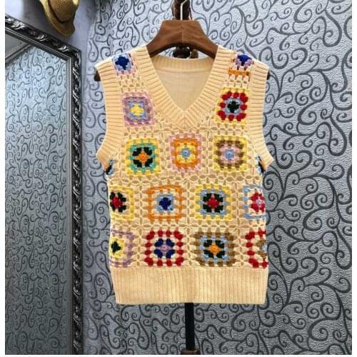 High Quality New Sweaters 2021 Autumn Winter Vest Tops Women Crochet Knitting Sleeveless Casual Vest Pullovers Ladies Knitwear