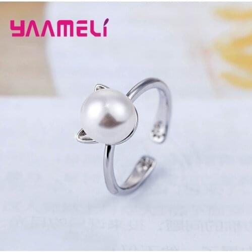 Top Quality Pearl Pendant Open Rings 925 Sterling Silver Jewelry Ring Fashion Jewelry Valentines' Day Gift Free Shipping