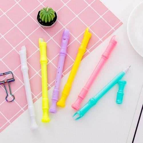 12 PCs Creative Candy-Colored Flute Whistle Can Sound Gel Pen Black Student Gel Pen Wholesale