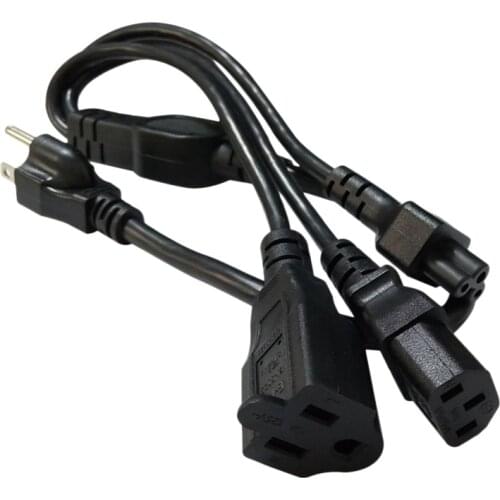 16AWG US 5-15P TO C13+C5+5-15R Japan Nema Plug 5-15P 3 Pin to US 5-15R+IEC320 C5+C13 Wire Power Extension Cable(US Plug)