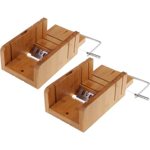 2 pieces Multi-function Practical Wooden Soap Cutter Loaf Mold Soap Making Cutting Tools with Soap Beveler Planer, Wire Slicer