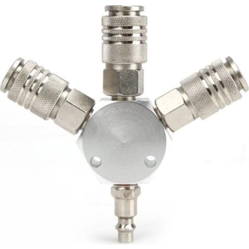 3-WAY MANIFOLD Quick Coupler 1/4''NPT Quick Connector Air Hose Coupling Pneumatic Tools American Style Europe Style