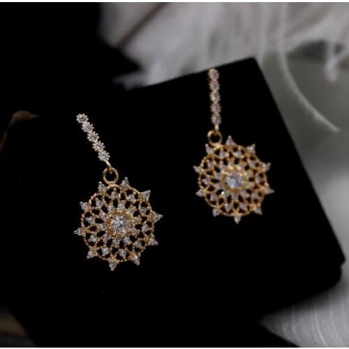 925 Sterling Silver Needle Sparkle Zircon Bohemian Lace Wedding Elegant Drop Charming Earrings Luxury Jewelry for Women Gift New