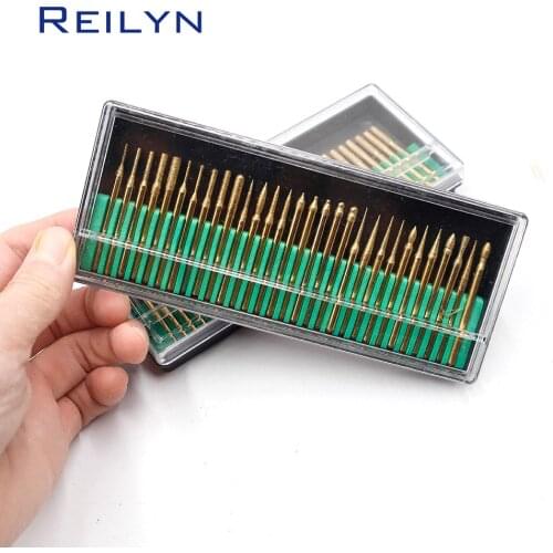 30 Pcs Tool Abrasive Titanium-plated Diamond Grinding point 120# 3x3mm Raw Stone Peeling jade grinding bits