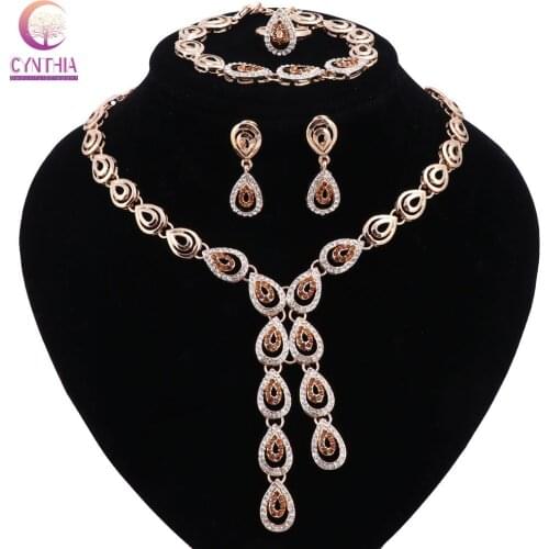 African Beads Jewelry Sets Collar Wedding Necklace Earrings Bracelet New Rings For Women Vintage Party Dress Accessories