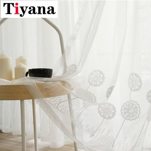 White Embroidered Sheer Window Curtains Tulle Curtain for Bedroom Living Room Kitchen Voile Curtains for Blind Drapes JK062Z