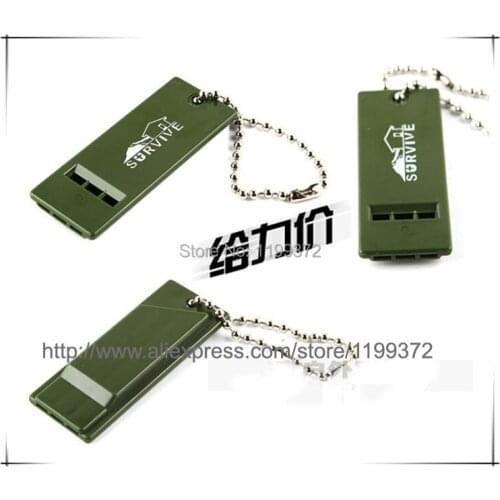 Fast DHL Shipping 1000pcs Outdoor Survival Whistle Military Camping Hiking Rescue Emergency keychain key chain Green Color