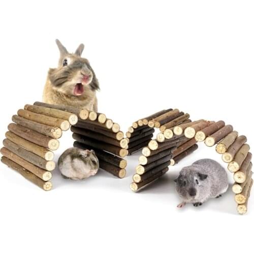 Pet Hamster Wooden Swing Hideout Toy Rat Bridge Teething Toys Rabbits Climbing Ladder Bridge Exercise Playing Teeth Care Toy