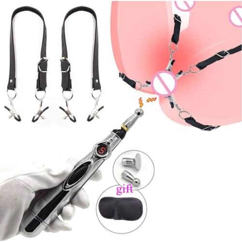 Electric Shock Vaginal Pen Labia Band Clip Nipple Clit Stimulator Vagina Speculum Female Sex Toys SM Bondage Shame Nipple Clamp
