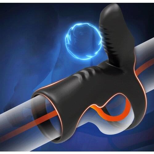 Electric Fun Ring Vibrator Male Penis Massager Ring Lock Ring Vibrator Adult Sex Toys For Men Chastity Belt Prostate Stimulato