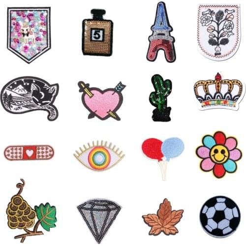 Eiffel Tower Love Embroidered Iron On Patches For Clothing DIY Badges Hot Transfer Stickers Clothes Denim Jacket Appliques F