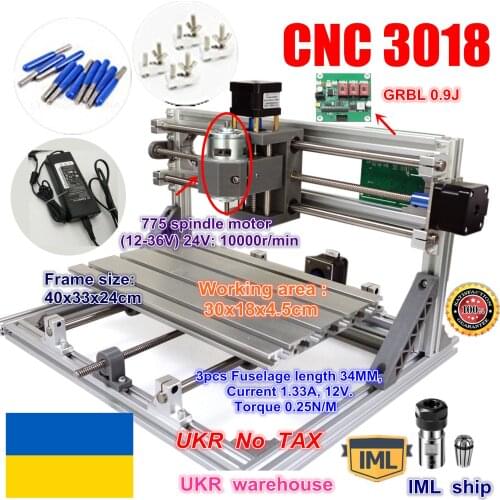 UKR DIY mini CNC router machine CNC 3018 GRBL control working area 300x180x45mm 3 Axis Pcb Milling machine CNC Wood Router