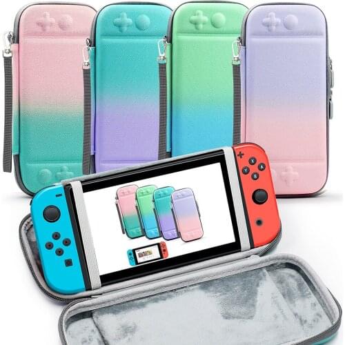 Gradient Colorful Bag for Nintendo Switch Internal Bracket Console Stand Mount Holder 10 Card Slots Hard Case Full Protection