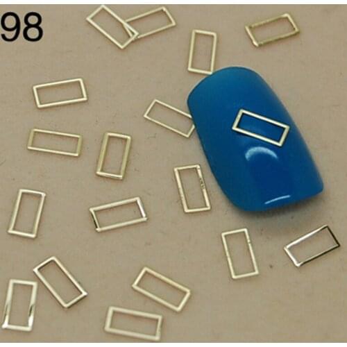 K98 rectangle Golden Metal Nail Art Jewelry Nail Decoration Tiny Slice Metal Stud Accessories
