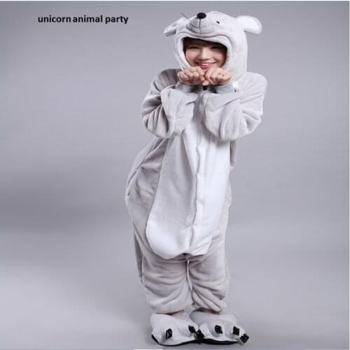 Kigurumi Unisex Flannel Zodiac Mouse Onesie Adult Grey Mouse Pajamas Cosplay Costume Animal Pyjamas Sleepwear halloween