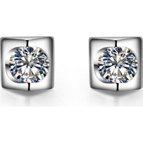 TEST POSITIVE Classic 0.3Ct 4.5mm each G-H Moissanite Diamond Stud Earrings Jewelry 925 Sterling Silver Promise Earrings