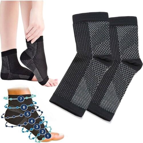 1Pair Foot Arch Support Sleeve Adjustable Breathable Elastic Ankle Sleeve Compression Sock Copper Infused Magnetic Foot Sleeves