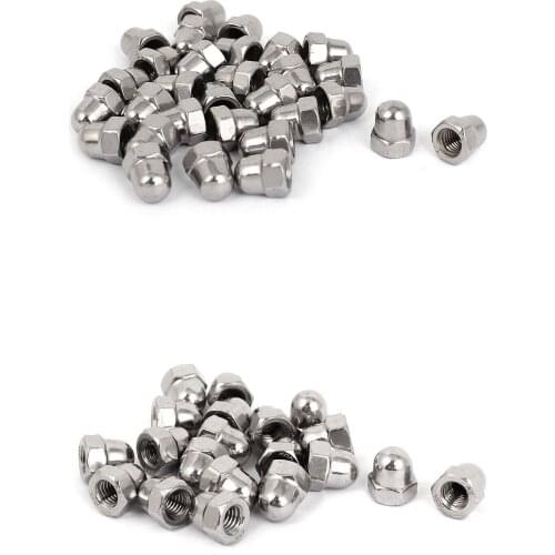 M6 Thread Dia Dome Head 304 Stainless Steel Cap Acorn Hex Nuts 20Pcs