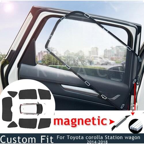 Magnetic Car Sunshade Mesh Sun shade Side Window Car curtain Visor Insulation Anti-UV For Toyota corolla Station wagon 2014-2018