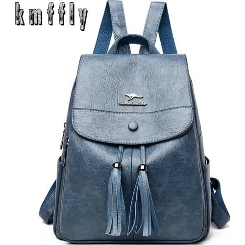 Multifunction New 4 Color Fashion Womens Backpacks High Quality Sheepskin Soft Leather Backpacks Large Capacity Backpack 2020