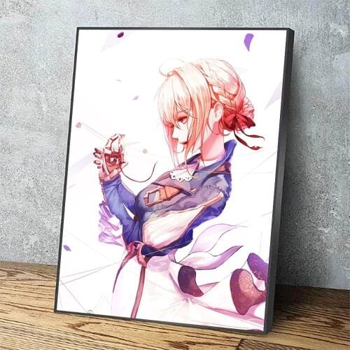 Modular Cute Girl Pink Canvas Home Decor Prints Anime Japan Gift Painting Poster Modern Wall Art Pictures For Living Room Framed