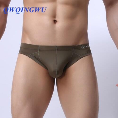 Mens Low-Waist Briefs Ice Silk Ultrathin Sexy Gay Men Underwear U Convex Design Underpants Men Wholesale Breathable Sexy Briefs
