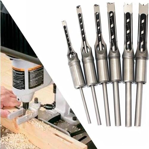 Twist Drill Bits Woodworking Drill Tools Kit Set Square Auger Mortising Chisel Drill Set Square Hole Extended Saw 6mm~30mm