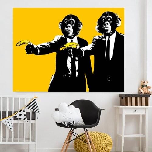 Banana Monkey Wall Pictures Creative Oil Painting Print Canvas Top Idea Decor Wall Art For Wall Painting No Framed