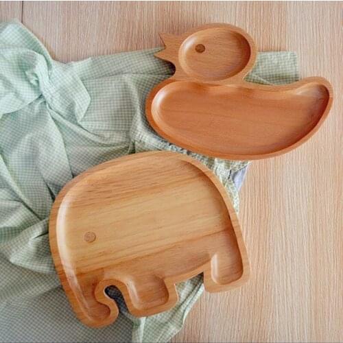 2016 new Japanese style cartoon wood duck/elephant meal plate for children