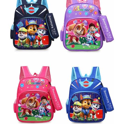 New Paw Patrol Toy Cartoon School Backpack Cartoon Lighten Kindergarten Bag Chase Skye Marshall Figure Print for Kids 2-8Y
