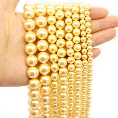 Oameusa Natural Round Yellow Shell Beads Loose Beads For Jewelry Making Spacer Beads Accessories Diy Make